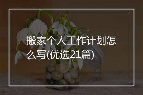搬家个人工作计划怎么写(优选21篇)