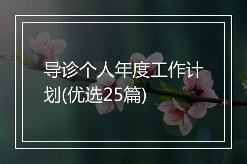 导诊个人年度工作计划(优选25篇)