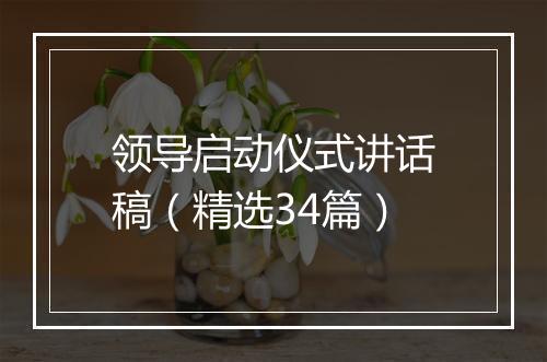 领导启动仪式讲话稿（精选34篇）