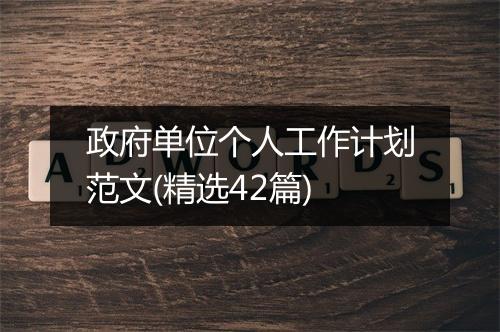 政府单位个人工作计划范文(精选42篇)