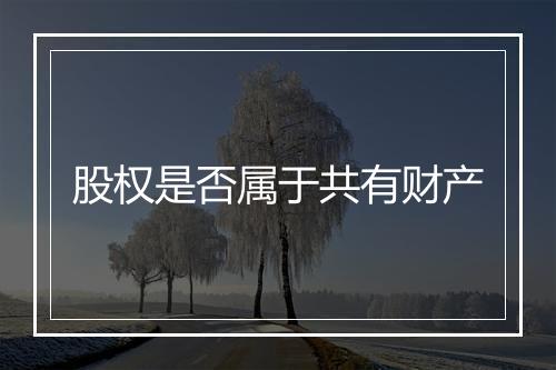 股权是否属于共有财产