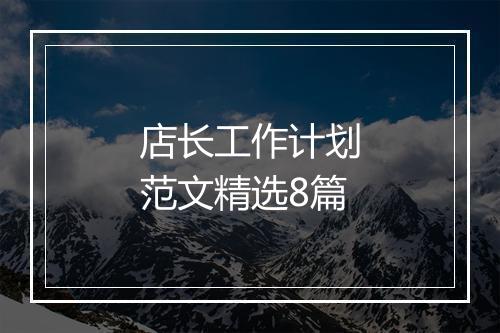 店长工作计划范文精选8篇