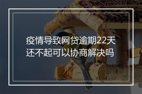 疫情导致网贷逾期22天还不起可以协商解决吗