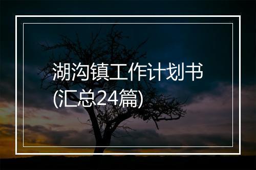湖沟镇工作计划书(汇总24篇)