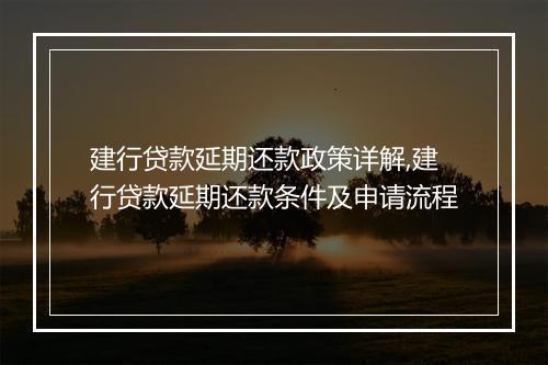 建行贷款延期还款政策详解,建行贷款延期还款条件及申请流程