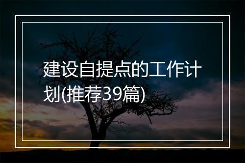 建设自提点的工作计划(推荐39篇)