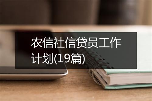 农信社信贷员工作计划(19篇)