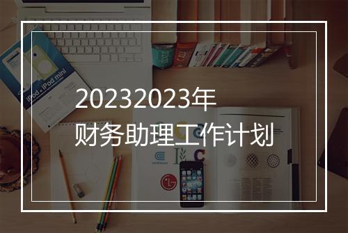 20232023年财务助理工作计划