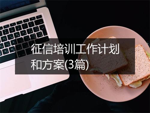 征信培训工作计划和方案(3篇)