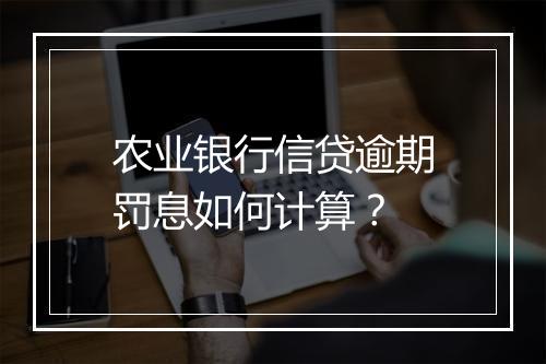 农业银行信贷逾期罚息如何计算？