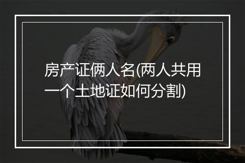 房产证俩人名(两人共用一个土地证如何分割)