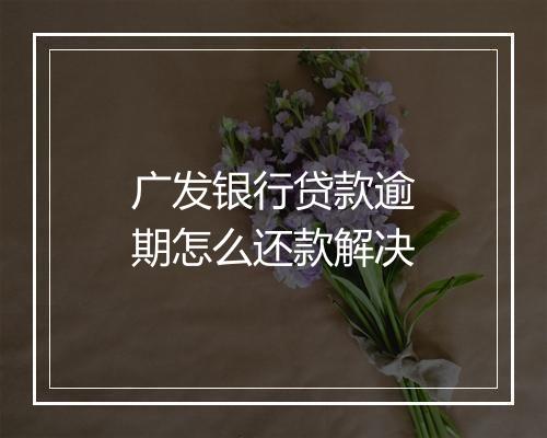 广发银行贷款逾期怎么还款解决