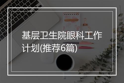 基层卫生院眼科工作计划(推荐6篇)