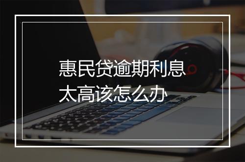 惠民贷逾期利息太高该怎么办
