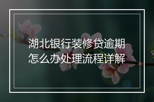 湖北银行装修贷逾期怎么办处理流程详解