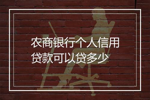 农商银行个人信用贷款可以贷多少