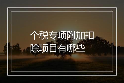 个税专项附加扣除项目有哪些
