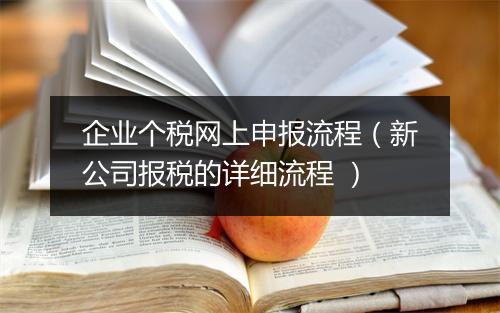 企业个税网上申报流程（新公司报税的详细流程 ）