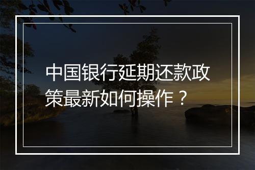 中国银行延期还款政策最新如何操作？