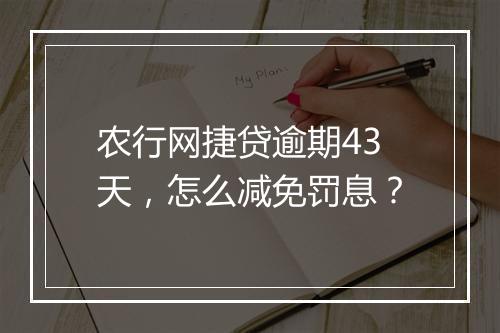 农行网捷贷逾期43天，怎么减免罚息？