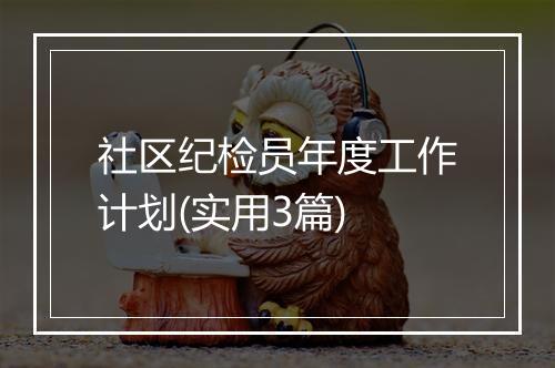 社区纪检员年度工作计划(实用3篇)