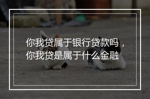 你我贷属于银行贷款吗，你我贷是属于什么金融