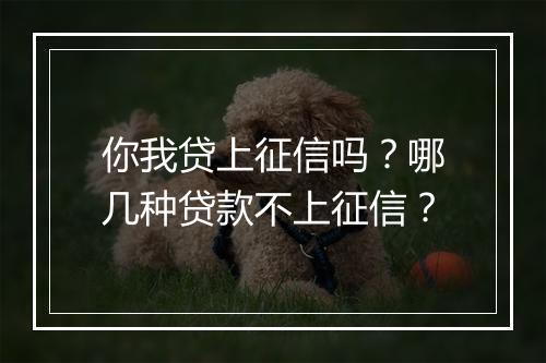 你我贷上征信吗？哪几种贷款不上征信？