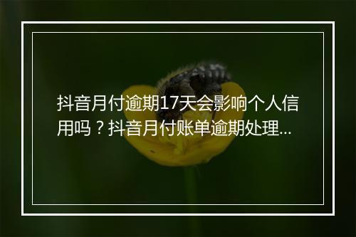 抖音月付逾期17天会影响个人信用吗？抖音月付账单逾期处理建议