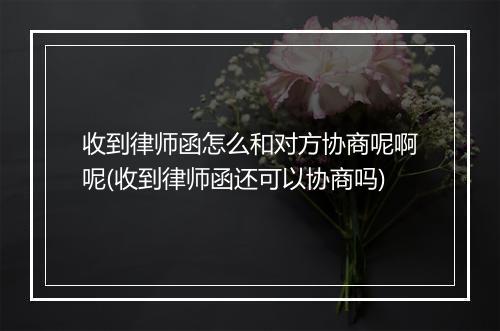 收到律师函怎么和对方协商呢啊呢(收到律师函还可以协商吗)