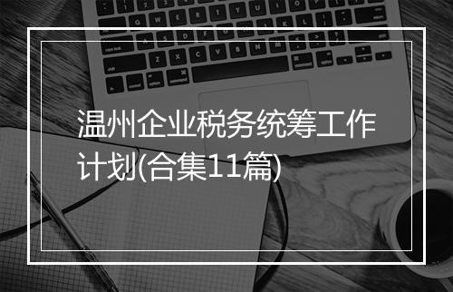 温州企业税务统筹工作计划(合集11篇)