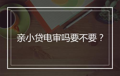 亲小贷电审吗要不要？