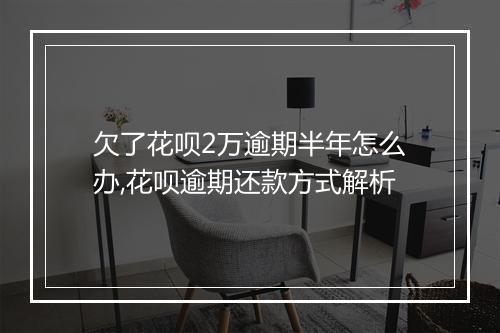 欠了花呗2万逾期半年怎么办,花呗逾期还款方式解析