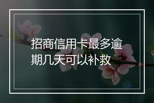 招商信用卡最多逾期几天可以补救