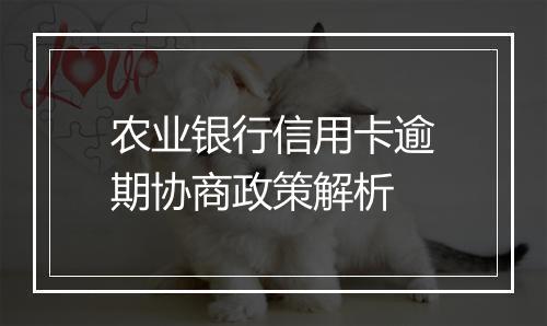 农业银行信用卡逾期协商政策解析