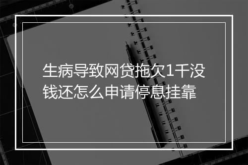 生病导致网贷拖欠1千没钱还怎么申请停息挂靠