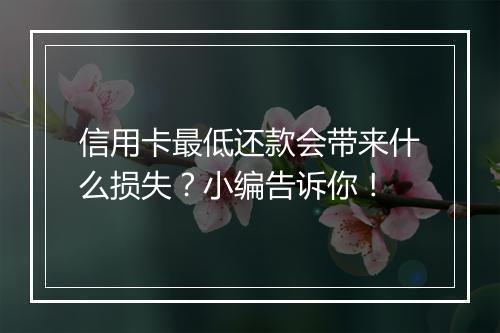 信用卡最低还款会带来什么损失？小编告诉你！