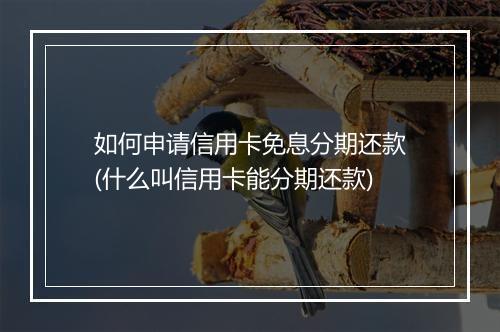 如何申请信用卡免息分期还款(什么叫信用卡能分期还款)