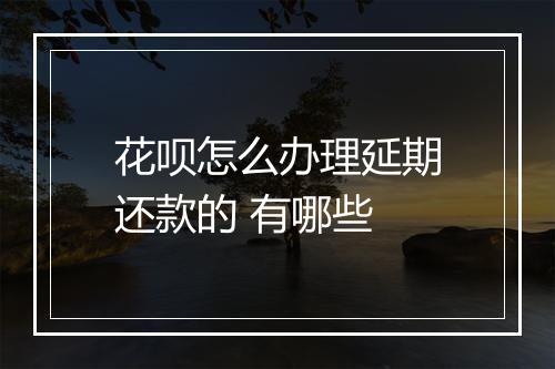 花呗怎么办理延期还款的 有哪些