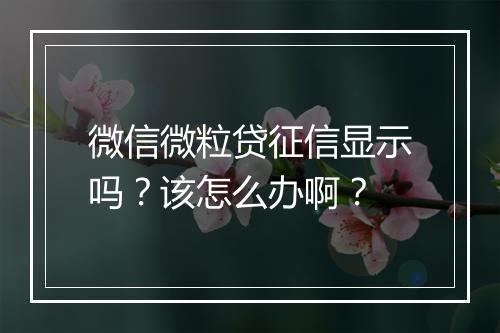 微信微粒贷征信显示吗？该怎么办啊？