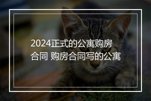 2024正式的公寓购房合同 购房合同写的公寓