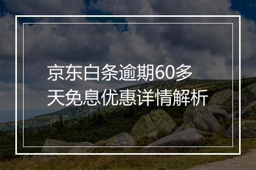 京东白条逾期60多天免息优惠详情解析