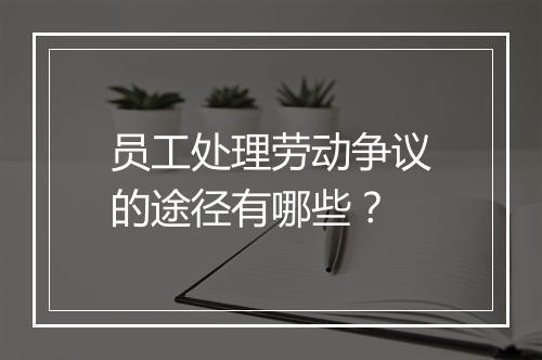 员工处理劳动争议的途径有哪些？