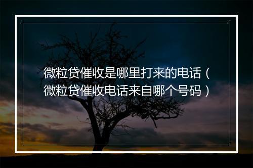 微粒贷催收是哪里打来的电话（微粒贷催收电话来自哪个号码）