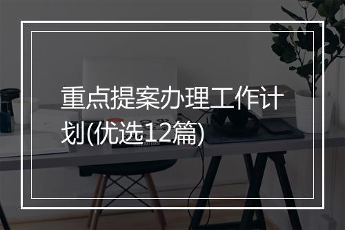 重点提案办理工作计划(优选12篇)