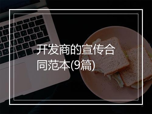 开发商的宣传合同范本(9篇)