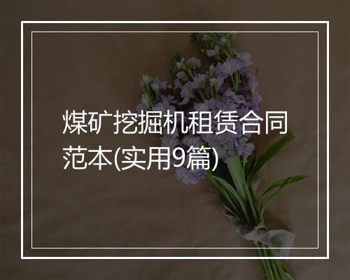 煤矿挖掘机租赁合同范本(实用9篇)