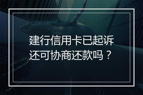 建行信用卡已起诉还可协商还款吗？
