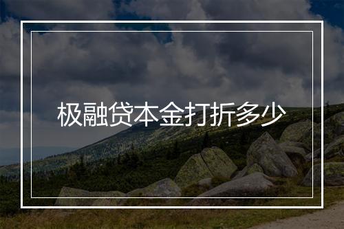 极融贷本金打折多少