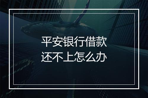平安银行借款还不上怎么办