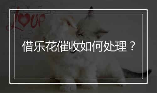 借乐花催收如何处理？